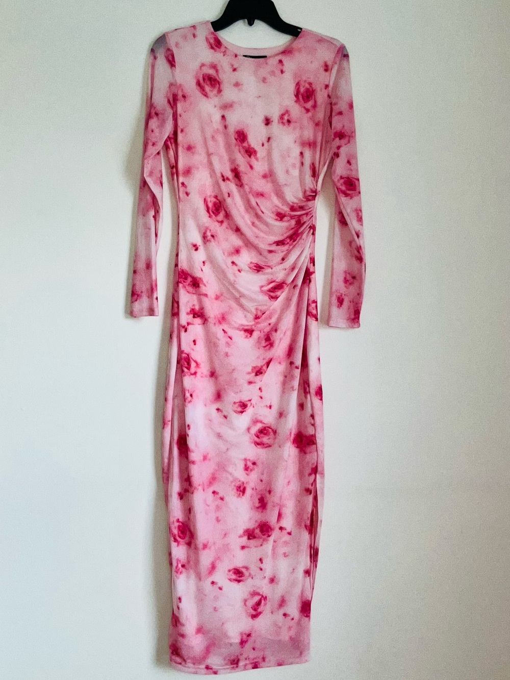 PRETTYGARDEN Floral Long-Sleeve Ruched Bodycon Maxi Dress - Picture 5 of 8